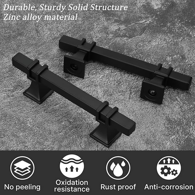 40 Pack 3 Inch Black Cabinet Handles Matte Black Cabinet Pulls, Square Kitchen Cabinet Handles Dresser Drawer Pulls Kitchen Cabinet Hardware