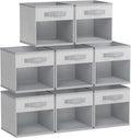 DIMJ Collapsible Storage Cubes, 8 Packs Cube Storage Bins with Window, Fabric Storage Baskets for Shelves, Closet Storage Boxes for Clothes, Toys, Books, 11 Inches Sundries Blended