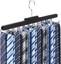 Tie Rack Hanger for Closet, Upgraded Tie Holder Organizer for Men, Black | Non Slip Neck Tie Organizer with 20 Foldable Hooks, Belt Hanger Space Saving, Fits for Tank Tops Bras Cami Scarves