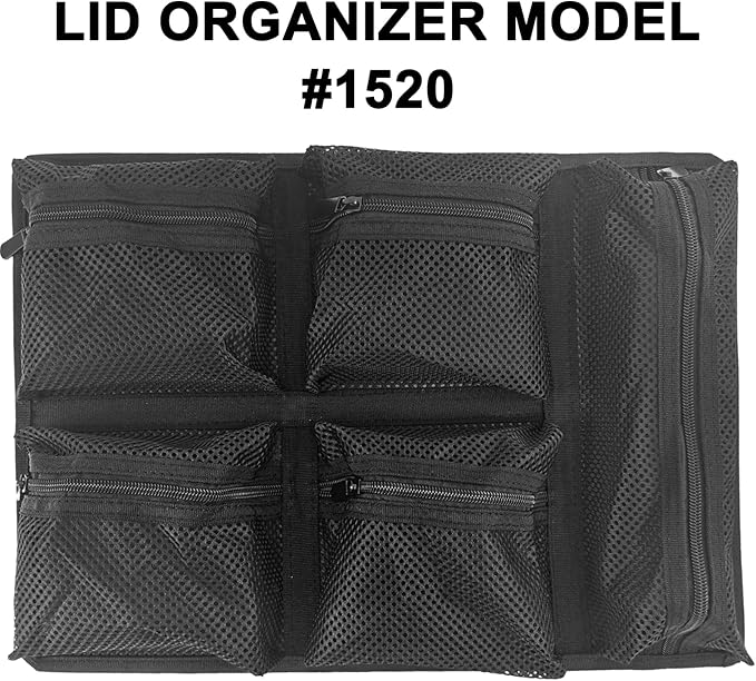 LAFENLIN UPGRADED Lid Organizer for Pelican 1520 Case, 5 Thick Mesh Pockets for Photographers & Divers, Securely Organize Camera Gears, Dive Tools in Hard Cases - No Screws, Includes Hook and Loop