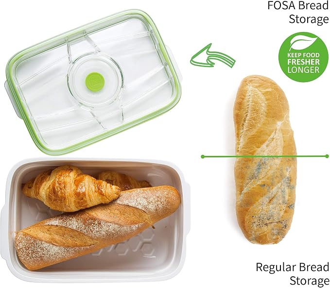 FOSA Vacuum Bread Box (135oz) – Airtight Bread Saver Container for Homemade Loaf, Bread, Pastries and Food Storage (Pump Sold Separately)