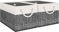 Fab totes Storage Bins 2-Pack, Foldable Storage Baskets for Organizing Toys, Books, Shelves, Closet, Large Storage Box with Rope Handles, Sturdy Organizer Bins, White & Black