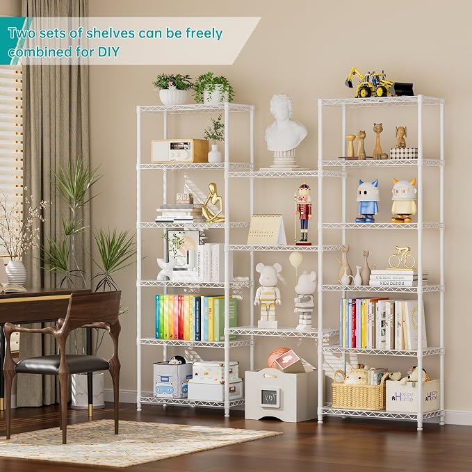 SINGAYE 8 Shelves Storage Wire Shelf Closet Metal Shelving Pantry Wheels | Shelf Bathroom Organizers Metal Kitchen Garage Shelving Unit Laundry Room Organization Home Rack Net Basket with Wheels