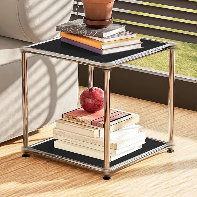Modern Storage Cabinet Nightstand Versatile Free-Standing Organizer for Living Room Home Office Décor, Black A
