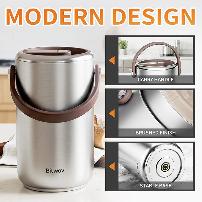 86oz Stainless Steel Vacuum Insulated Food Jar for Hot & Cold Food, Portable 3 Tier Stackable Bento Lunch Box, Wide Mouth Soup Thermos for Adults with Insulated Bag (Silver, 86 Ounces)