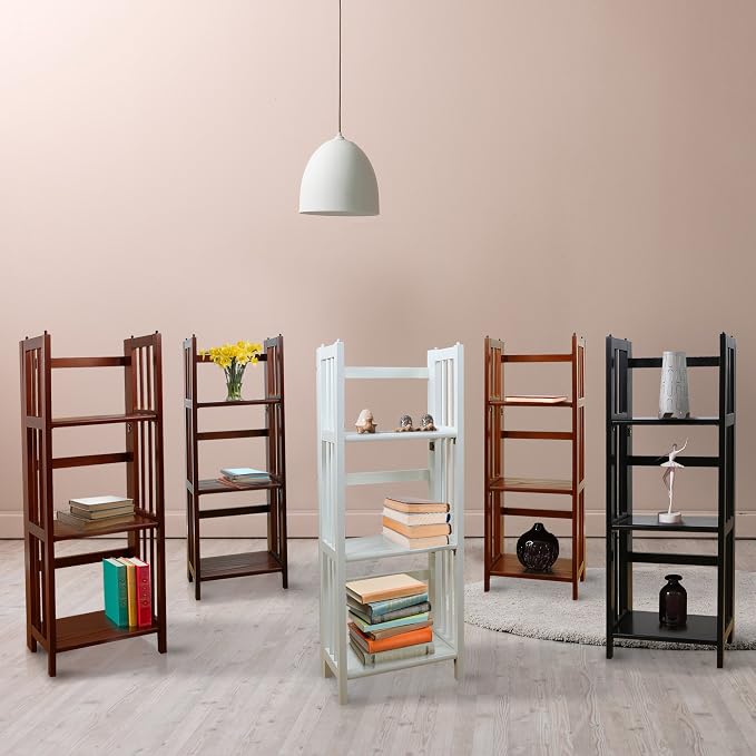 Casual Home Narrow 3-Shelf Folding Bookcase, 14" Wide, Mahagony