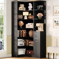 IRONCK Corner Bookshelf, 76" Tall Corner Bookshelves, 6 Tiers L-Shaped Bookcase with 10 Open Shelves and 2 Storage Drawers for Living Room or Home Office