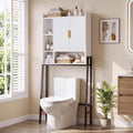 31" W Over The Toilet Storage Cabinet with Fluted Door,Bathroom Organizers and Storage with Adjustable Shelves, Mordern Over Toilet Organizer for Bathroom,Restroom,Laundry,White