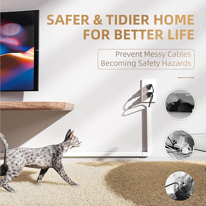 Delamu TV Cord Hider Wall, 472in Cable Hider, Cord Covers for 2-3 Wires on Wall, Paintable Wire Hiders Wire Covers for TV Cords on Wall, TV Cord Hider for Wall Mounted TV, 0.95in W x 0.55in H, White