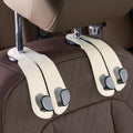 CoBak Purse Hook for Car - Universal Premium Stitched Leather and Aluminum-Magnesium Alloy Double Car Seat Back Storage Hook for Purses, Handbags, Bags (2 Pack),Beige