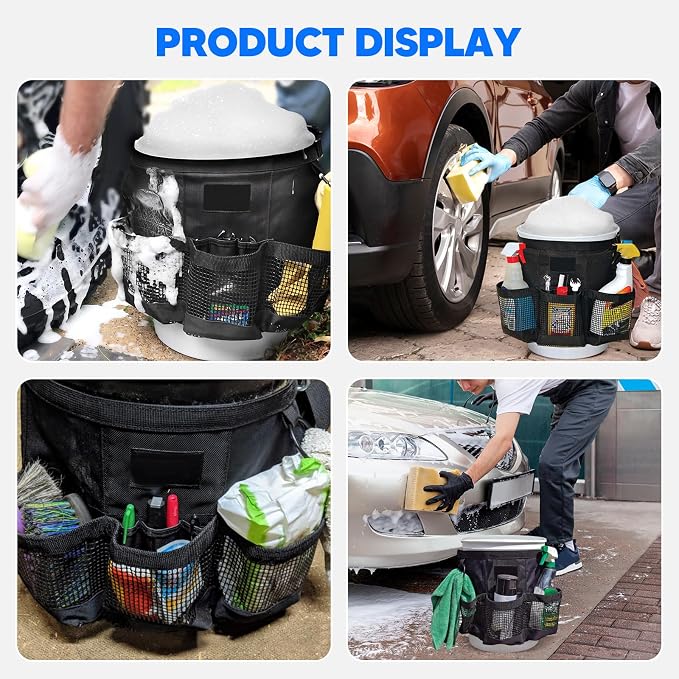 Multi Purpose Car Bucket Wash Tool Organizer Container, Fishing Storage Bag for 5 Gallon Bucket Hiking Camping Cooking Cleaning Garden Fishing Tools Supplier Bag Only