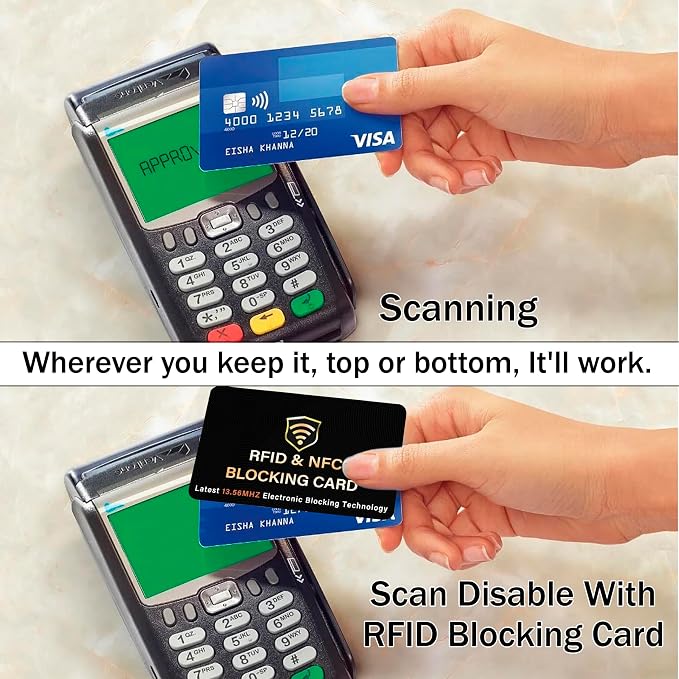 SaiTech IT 3 Pack RFID Blocking Card for Credit Debit ID Card, Black | Slim Anti-Theft Contactless NFC RFID Blocker Protector, Easily Fit into Wallet and Purse, for Men & Women