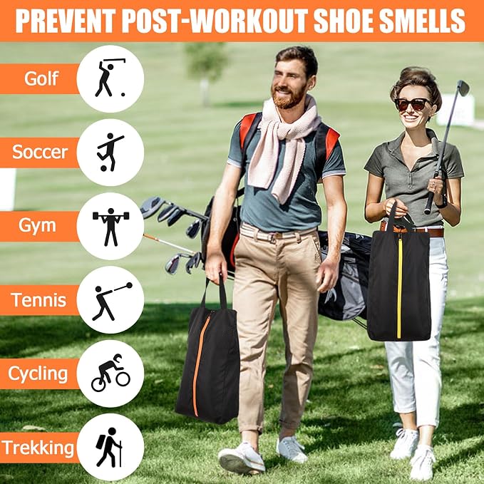TOBWOLF 2PCS Golf Shoe Bags, Water-Resistant for Smelly Cleats | Keeps Dirty Shoes Off Clean Gear, Smooth Zipper & Carry Handle, Fits Golf & Soccer Cleat bags, Ideal for Gym, Sports & Travel