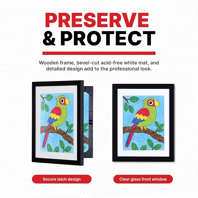 Dynamic Frames Li’l Davinci Front-Open 2-Pack Kids Art Frames, Wooden Frames for 9x12 Artwork, Prints & Certificates, Store up to 50 per Frame, 11.75 x 14.75 Outer Dimensions, Black