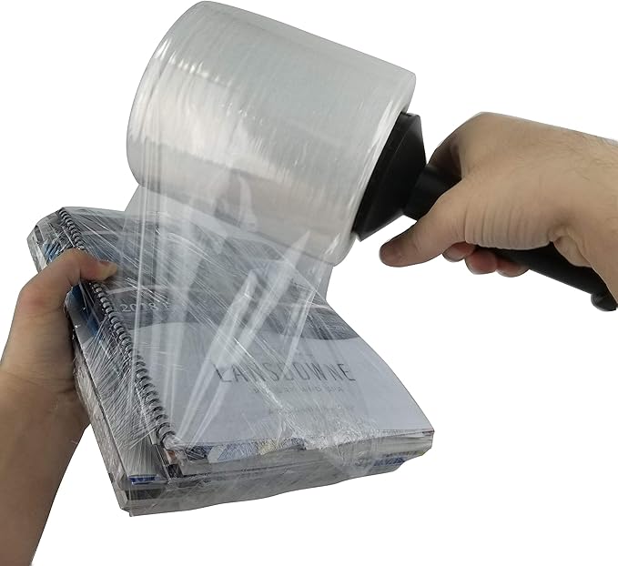 Pack of America Mini Stretch Film - 16 Rolls with Handle, 5” x 1000 Feet, 80 Gauge (20 Micron) Industrial Heavy Duty Plastic Shrink Wrap and Dispenser for Packing, Shipping, Pallet, Moving Supplies