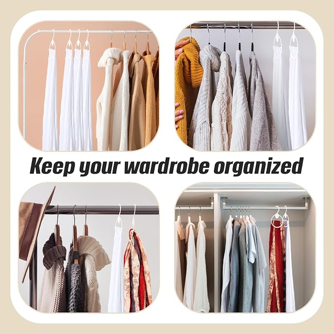 FoldTier 50 Pcs Scarf Hanger Plastic Holder Organizer Space Saving Scarf Organizer Clothes Hanger for Scarves Headscarves Clothing Sorting Storing (White)