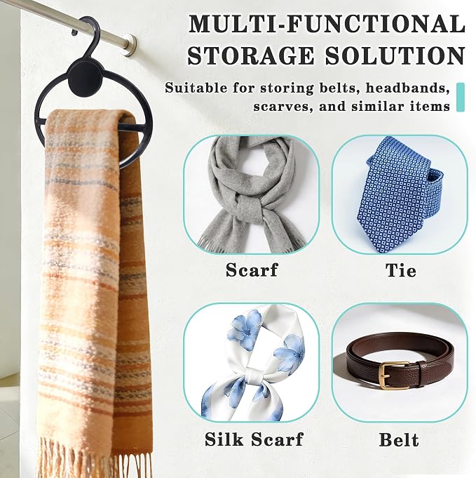 100pcs Scarf Hanger Belt Holder, Scarf Organizer for Closet Space Saving | Plastic Scarf Hangers for Closet Storage Holder, Hanging Scarf Holders for Closet, Belts Hanger forTies Headbands Clothing