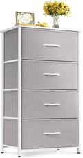 ODK Small Dresser for Bedroom with 4 Storage Drawers, Light Grey | Dresser Chest of Fabric Drawers with Sturdy Steel Frame for Small Space, Wood Top