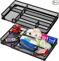 Noamus 2 Pack Desk Drawer Organizer, Metal Mesh Drawer Office Tray, 6 Compartments Pen Organizer Storage Box, Desktop Basket Accessories for Home Office School Kitchen Vanity Supplies, Black