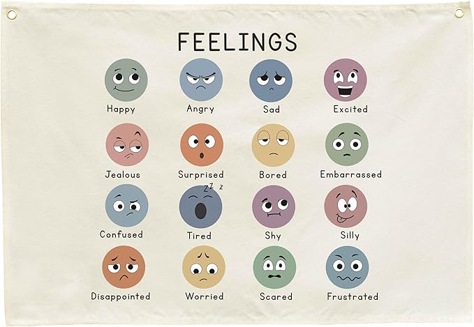 Classroom Wall Banner Decor-Teacher Gift-Inspirational Back to School Wall Art Flag Decor-Feelings-Hanging Canvas Banner for Classroom Reading Corner Homeschool Teacher Office