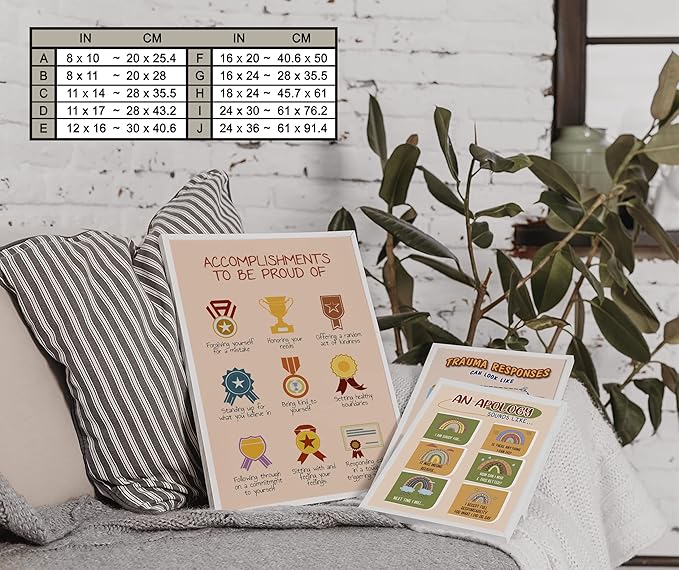 LOLUIS Mental Health Poster, Boho Therapy Tools Educational Supplies Art Print Classroom School Office Decor (Accomplishments To Be Proud, Custom Frame Type)