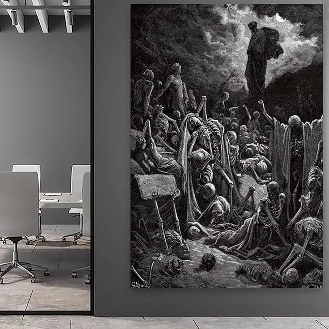 Gustave Dore The Vision Of The Valley Of Dry Bones Prints Wall Art Paintings Poster Canvas Wall Art Picture Prints Hanging Photo Gift Idea Decor Homes Artworks 24x36inch(60x90cm)
