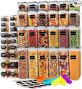42 Pcs Airtight Food Storage Containers Set with Lids, BPA Free Clear Pantry Canisters for Kitchen Organization, Plastic Containers for Cereal, Dry Food & Sugar, Includes 50 Labels
