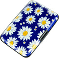 Credit Card Holder for Women Men RFID Blocking Wallet Small Business Metal Slim Mini Aluminum Hard Case (White Flowers Chamomile)