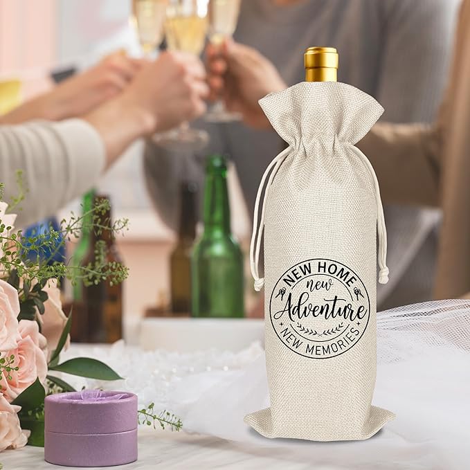 New Apartment Housewarming Gifts Pairs Well with a New Apartment Wine Gifts Bag First New Home Gift Housewarming Party Decorations House Warming Gift for Women Men Couple Reusable Wine Wrap Bag (A26)