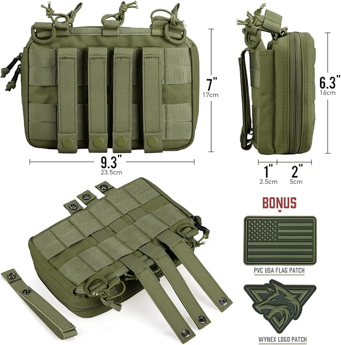 WYNEX Tactical Mag Admin Pouch, Molle Triple Magazine Pouches | Utility Tool Pouch Medical EMT Organizer with Triple Stacker Magazines Holder for M4 M16, Molle Compatible, Patch Included