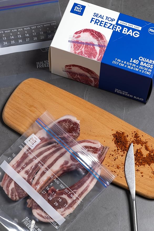 24/7 Bags- Sandwich Freezer Bags, 240 Count with Expandable Bottom and New Calendar Feature