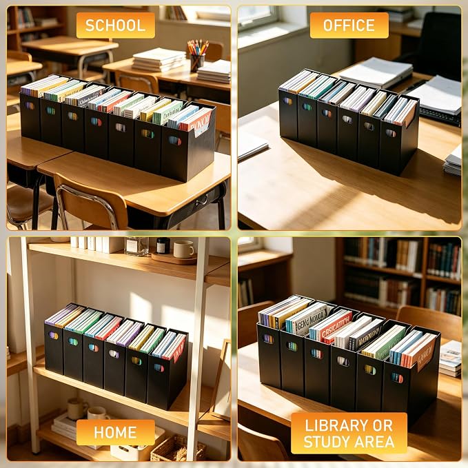 AOBOPLE Magazine Holder with 2 Compartments,6 Pack Cardboard Magazine File Holder Box for Desktop and Home Office,Magazine Rack with Handle for Magazines,Letters, Books, Newspapers