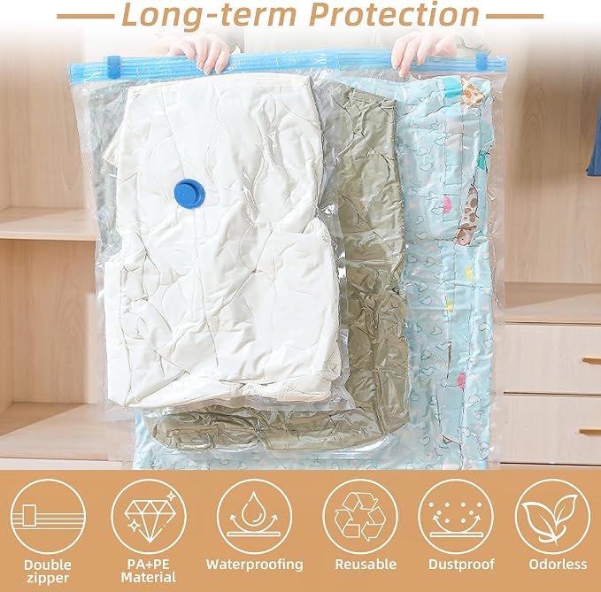 15 Pack Vacuum Storage Bag for Travel with Cordless Electric Pump, Combo | Carry-on Packing Bags for Luggage and Suitcase, Space Saver Compression Clothes Storage Bag with Rechargeable Pump (15 Combo)