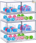 Sorbus Stackable Acrylic Storage Drawers – 4 Small + 2 Wide – 6 Pack Clear Plastic Organizer Bins for Baby Bottles, Makeup, Bathroom & Vanity, Pull-Out Drawer Design for Kitchen Cabinets