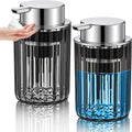 Potchen 2 Pcs Refillable Foaming Hand Soap Dispenser 10 oz Plastic Dispenser Pump Lotion Foaming with Silver Pump for Bathroom Vanities Kitchen(Gray)