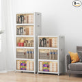 UAMFURI Stackable Storage Bins with Lids, 384QT Closet Organizers, Lockable Storage Cabinet，Foldable Storage Box with Doors and Wheels, Plastic Drawers for Home, Garage, Office (8, White, Medium)