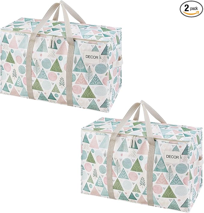 VENO 2 Pack Heavy Duty Moving Bags, Extra Large Storage Bags with Reinforced Handles & Strong Zippers, Foldable & Reusable Moving Box Alternative for Clothes & Dorm Storage