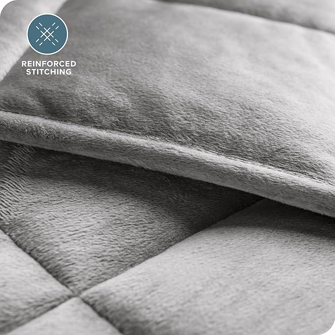 Bare Home Weighted Blanket Queen Size 22lb (60" x 80") for Adults - Minky Fleece - Premium Heavy Blanket Nontoxic Glass Beads (Light Grey, 60"x80")
