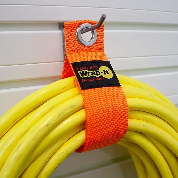 Heavy-Duty Wrap-It Storage Straps - 17-inch (6-Pack) Blaze Orange - Garage Organizer and Extension Cord Hanger for Garage Storage Ideas as an Electric Cord Holder with Garage Gadgets