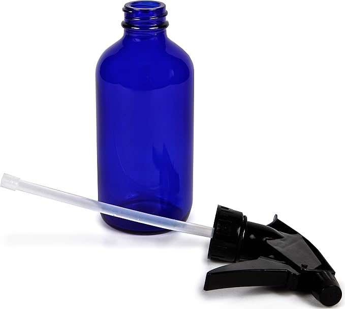 Vivaplex 8 oz Cobalt Blue Glass Bottles with Black Trigger Sprayers - 2 pk