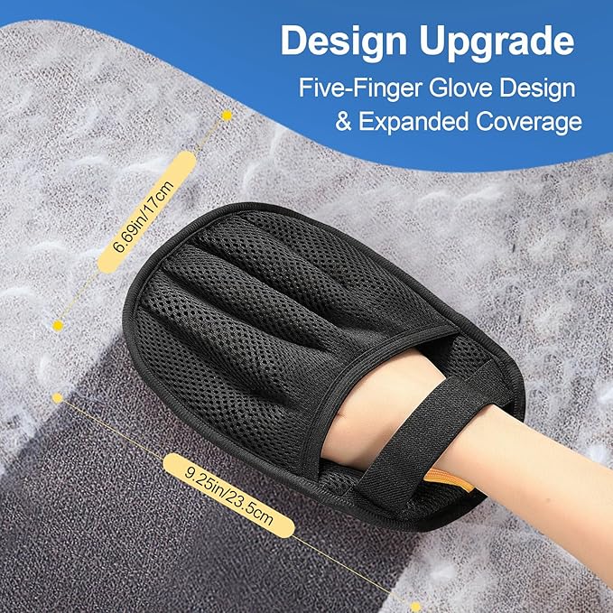2Pcs Pet Hair Removal Glove for Cats & Dogs, Newly Upgraded Five-Finger Electrostatic Pet Hair Gloves, Reusable Pet Hair Remover Tool for Laundry, Couch, Carpet, Car Seat