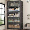200GAL Extra Large Storage Bins with Lid, 800Qt Stackable Closet Organizers and Drawers, Collapsible Storage Bins with Wheels, Folding Containers for Home, Kitchen Office, 5Pack Black