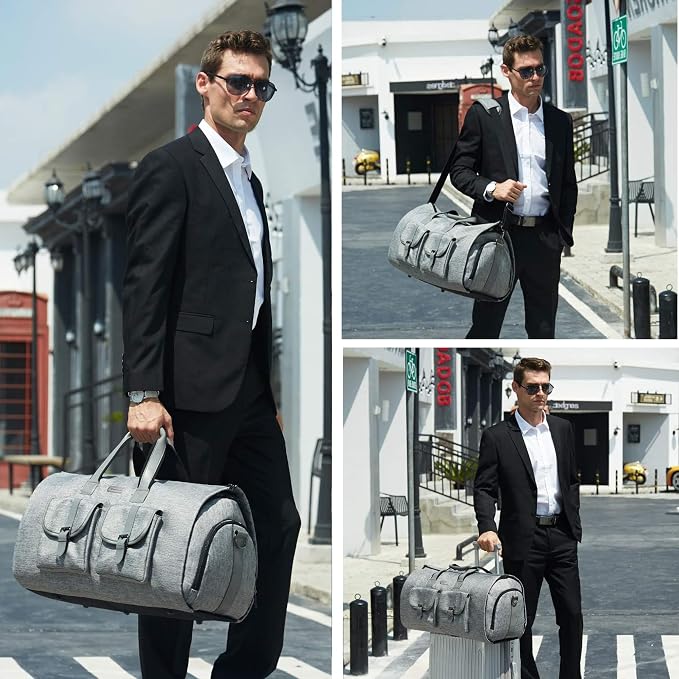 UNIQUEBELLA Convertible Garment Bag for Travel Carry on Garment Duffel Suit Bag with Shoe Compartment Weekend Flight Bag for Men