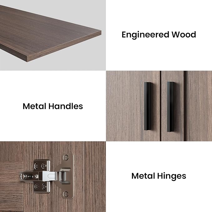 ANCTOR 70.6 Inch Armoire Wardrobe Closet with Drawers (Dark Walnut) | Freestanding engineered wood armoire with a hanging rod, adjustable shelves and concealed storage for bedroom organization