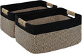 2 Pack Large Storage Basket for Organizing, 17.5"x13"x7" Woven Basket for Shelves, Closet Cube Storage Bins with Wrapped Handle, Cotton Rope Baskets for Kitchen, Clothes, Toys(Black & Brown)