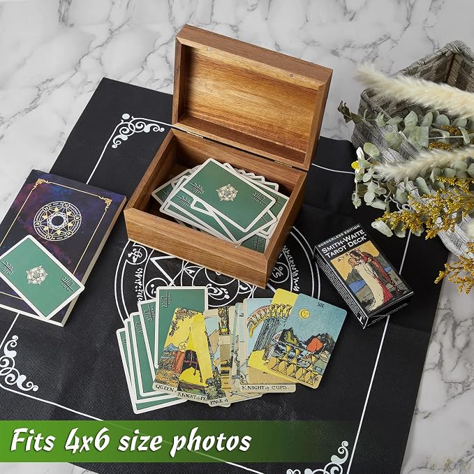 DRASTAR Keepsake Box, Acacia Wood Memory Box with Hinged Lids, Wooden Jewelry Box, Small Storage Box,3x5, 4x6 Decorative Card Box, Bridal Shower Gifts