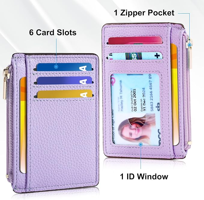 Tipmile Womens Credit Card Holder Wallet, Small Slim RFID Blocking Sleeve | Mini Tiny Cute ID Case, Minimalist Zipper Pocket Wallet, Thin Coin Purse, Mothers Gift