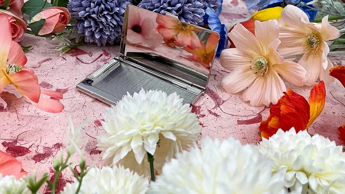Mother of Pearl Business Card Case Credit Id Name Holder Travel Wallet Art Painting Design Metal Stainless Steel Engraved Slim Purse Pocket Cash Money Wallet (Blue Arabesque)