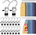 60 Pack Boot Hangers Clips for Closet, Laundry Hooks Hanging Clips Pants Hangers with Clips Legging Organizer Clothes Pins Hanger Clips for Closet Organizer Towel Socks Hats Jeans Home Travel Silver