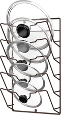 Simple Houseware Wall Door Mounted Pot Lid Rack Organizer, Bronze Finish | 9.5" W x 4.5" D x 17.2" H Shelf